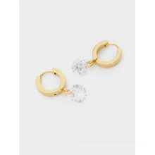 European and American Trend Crystals Short Stainless Steel Hoop Earrings Jewelry